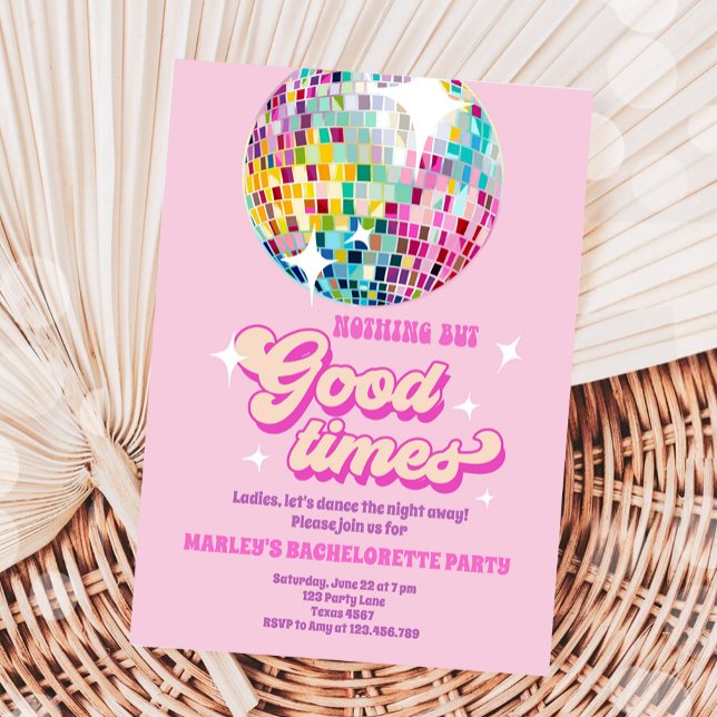 Bra Times Disco Party Groovy Bachelorette Party Inbjudningar (Skapare uppladdad)