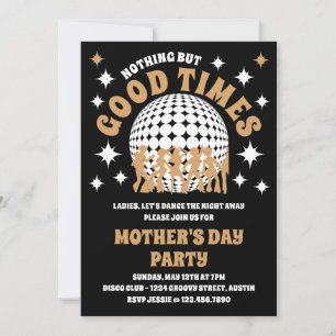 Bra Times Groovy Black & Guld Mors dag Party Inbjudningar
