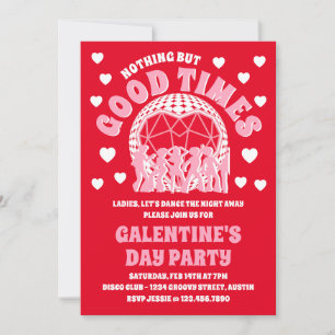 Bra Times Groovy Red Valentines Galentine's Day Inbjudningar