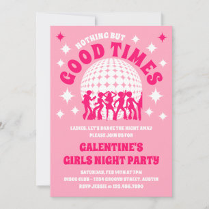 Bra Times Groovy Rosa Galentine's Girls Party Inbjudningar