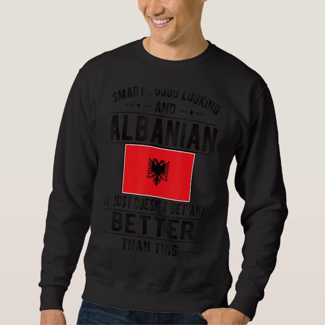 Bra Tittar albanska Flagga albanska roten Lång Ärmad Tröja (Framsida)