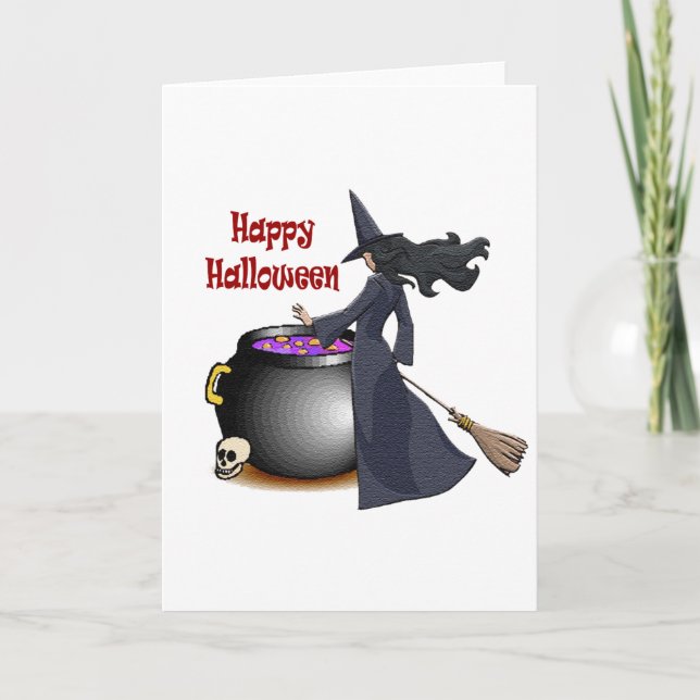 Bra Tittar Witch och Cauldron Card Kort (Framsida)