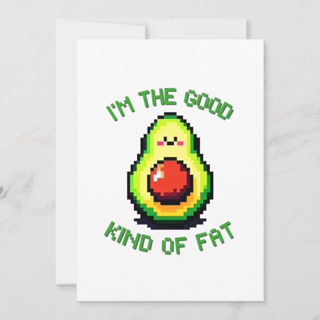 Bra Tjock Avocado - Finny Pixel Art Food Design Julkort (Framsida)