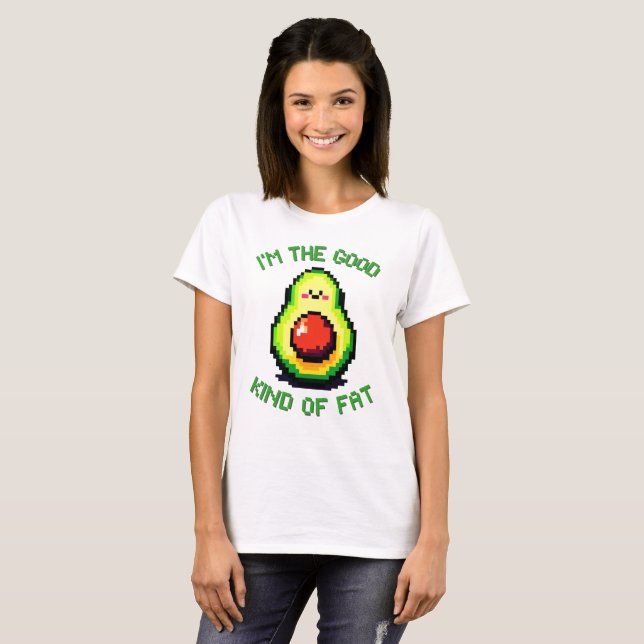 Bra Tjock Avocado - Finny Pixel Art Food Design T Shirt (Hel framsida)