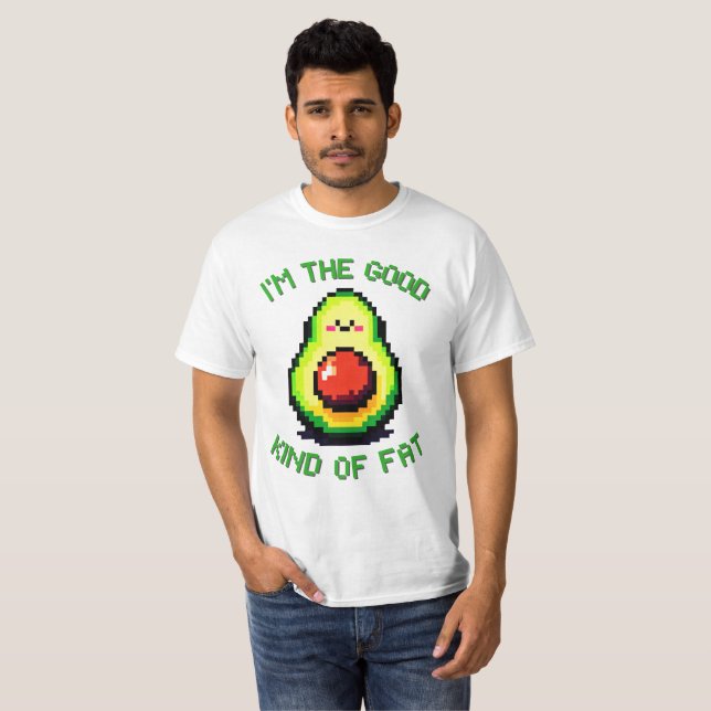 Bra Tjock Avocado - Finny Pixel Art Food Design T Shirt (Hel framsida)