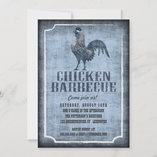 Bra Traditionell Chicken Barbecue Åldras Inbjudan (Framsida)