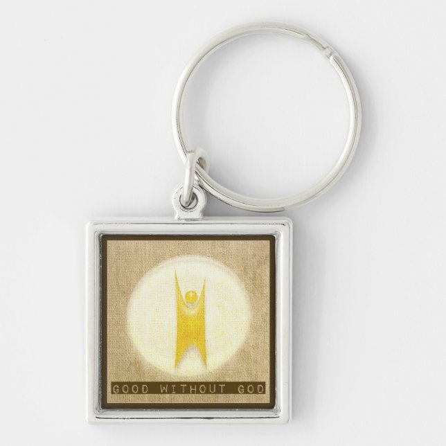 Bra utan Gud Fyrkantig Silverfärgad Nyckelring (Framsidan)