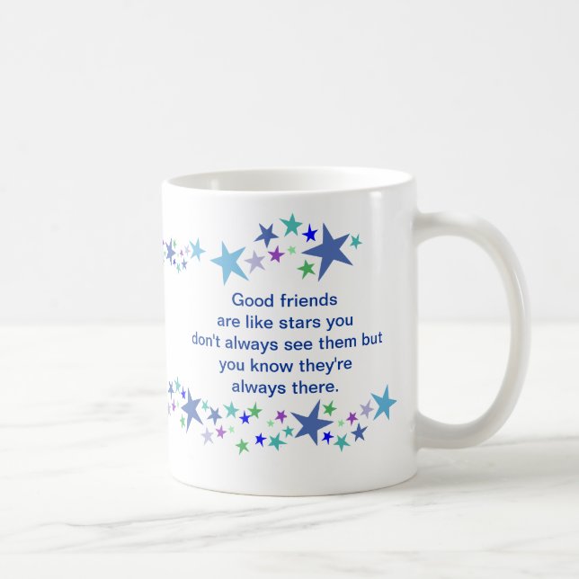 Bra vänner är som stjärnor Roligt citat Kaffemugg (Höger)