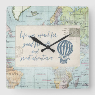 Bra Vänner och Underbara Äventyr-citat Fyrkantig Klocka