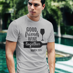 Bra vänner smakar vin tillsammans resflaska t shirt