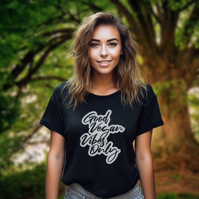 Bra Vegan Vibes Endast Black and White Veganism T Shirt (Skapare uppladdad)