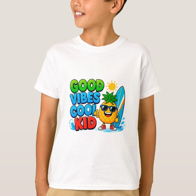 🌞 Bra Vibbar Cool Kid Sommar Pojkar 🌊 T Shirt (Framsida)