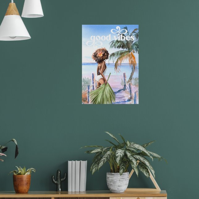 Bra Vibbar | Vattenfärg Trendig Retro Sommarstrand Poster (Vardagsrum 1)