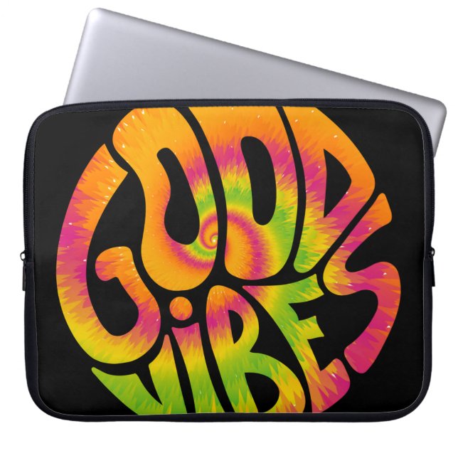 Bra vibes citat. Tie dye psychedelic surreal font Laptop Fodral (Framsidan)