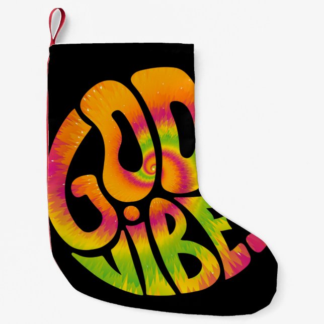Bra vibes citat. Tie dye psychedelic surreal font Liten Julstrumpa (Framsidan)