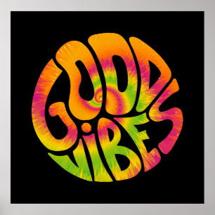 Bra vibes citat. Tie dye psychedelic surreal font Poster