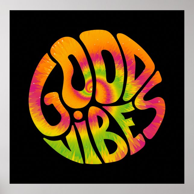 Bra vibes citat. Tie dye psychedelic surreal font Poster (Framsidan)
