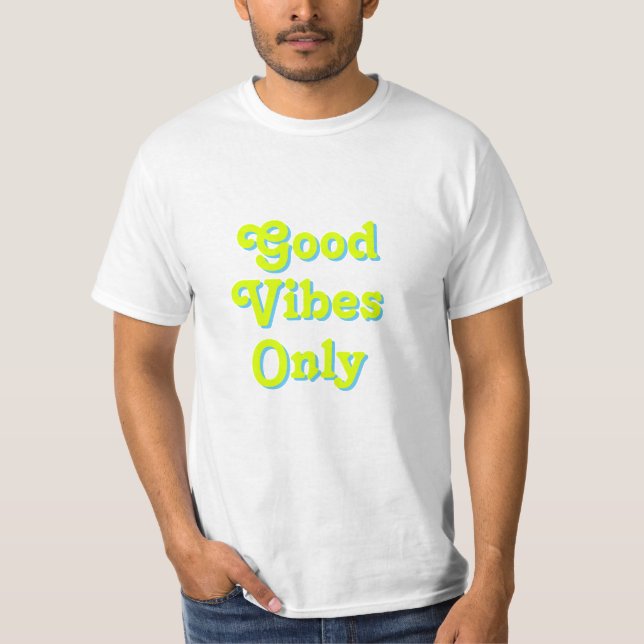 Bra Vibes Endast chartreuse grönt ljusblå vit T Shirt (Framsida)