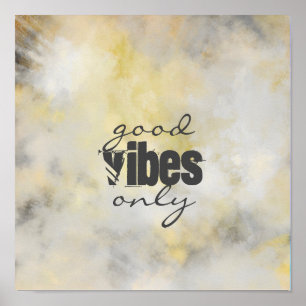 bra vibes endast gult- och grått väggkonstcitat poster