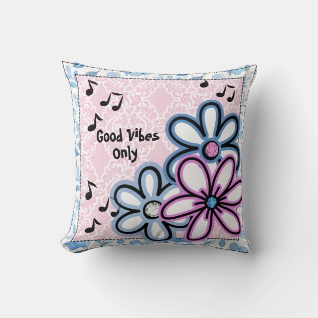 Bra Vibes Endast vibes Whimsisk Blommigt Kudde (Framsida)
