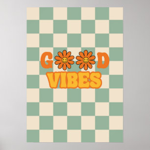 Bra vibes groovy retro poster