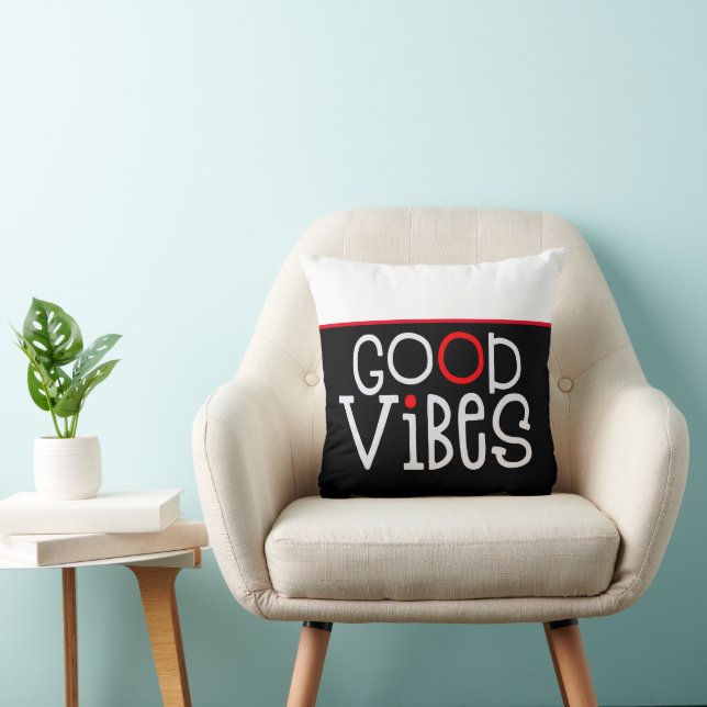 Bra Vibes Positive Quote White Red Black Kudde (Stol)
