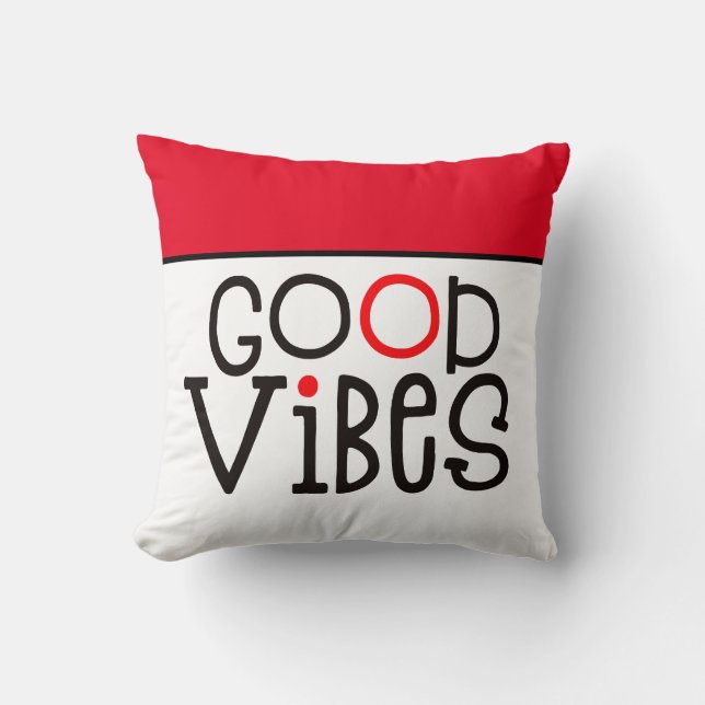 Bra Vibes Positivity Citat Red White Black Kudde (Framsida)