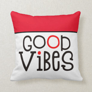 Bra Vibes Positivity Citat Red White Black Kudde