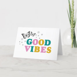 Bra Vibes! Retro och färgfull fjäril Tack Kort