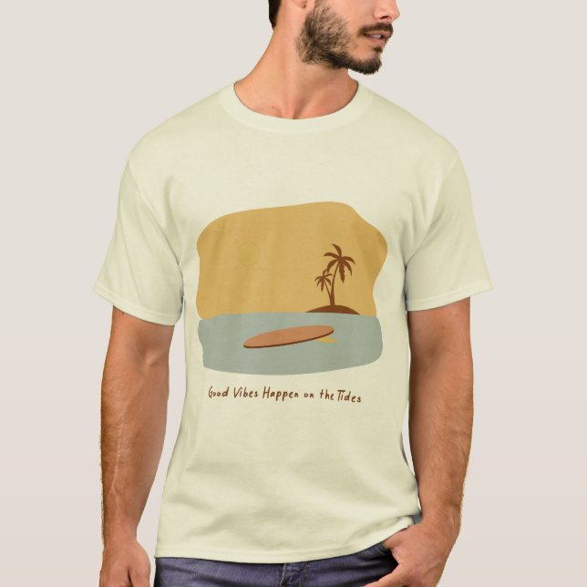 Bra vibrationer händer på tidvattnet Minimal Surf  T Shirt (Framsida)