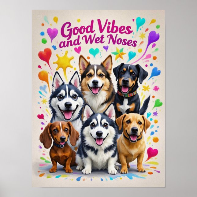 Bra vibrationer och blöta näsor Lekfulla klotter Poster (Framsidan)