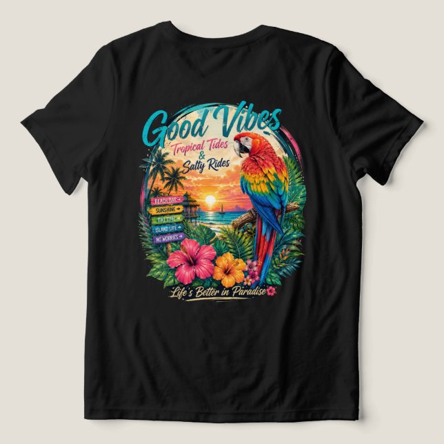 Bra Vibrationer Tropiska Tidvatten T Shirt (Design baksida )