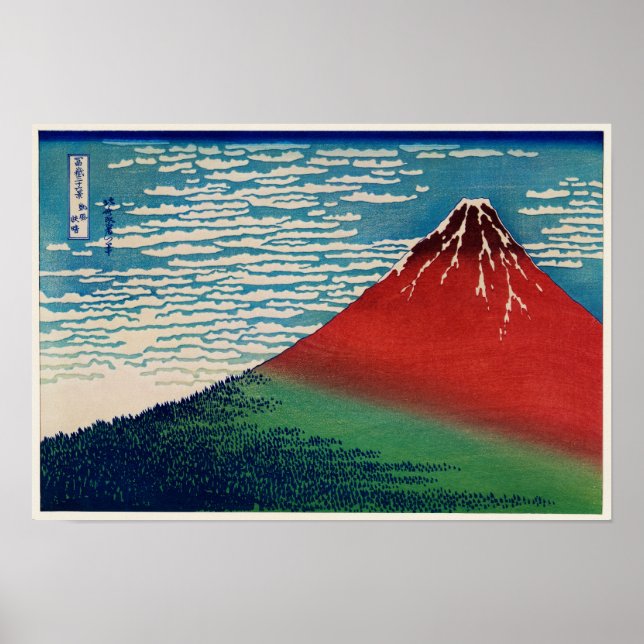 Bra Vind, frisk morgon av Katsushika Hokusai Poster (Framsidan)