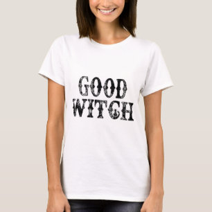 Bra Witch Black and White Womens Halloween T Shirt