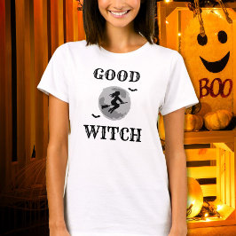 Bra Witch Black and White Womens Halloween T Shirt