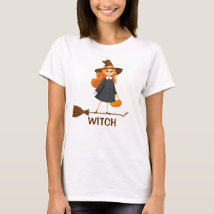 Bra Witch Cute Halloween Broom Tecknad Funny T Shirt