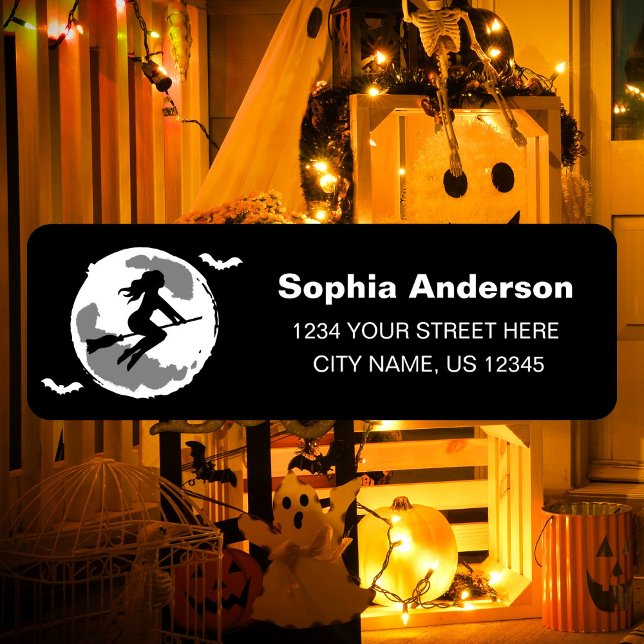 Bra Witch Halloween fest Mail Returadress Etikett (Skapare uppladdad)