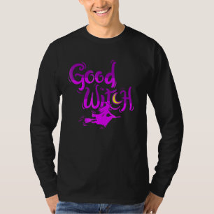 Bra Witch Halloween Witch flyger på Broom Stick T Shirt