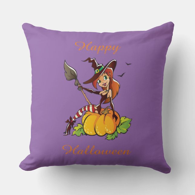Bra Witch Happy halloween Kudde (Framsida)