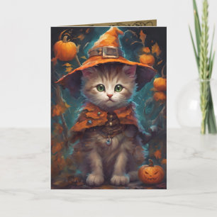 Bra Witch Kitten, Cute Halloween Cat Hälsning Kort