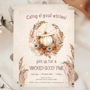 Bra Witch Pumpkin Halloween Girls Night Party Inbjudningar