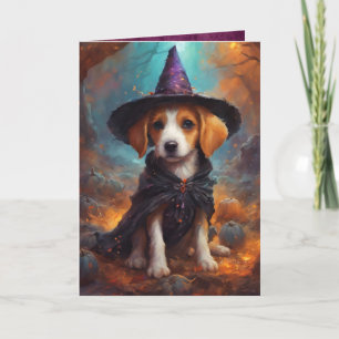 Bra Witch Puppy, Cute Halloween Hund Hälsning Kort