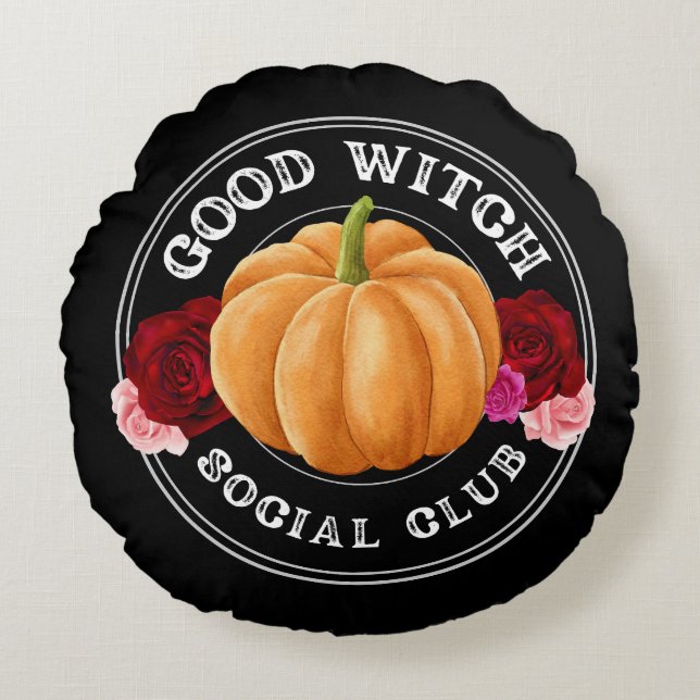 Bra Witch Social Klubb Halloween Rund Kudde (Framsidan)
