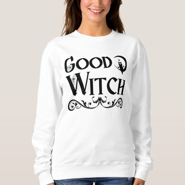 Bra Witch Uggla Black och White Halloween T Shirt (Framsida)
