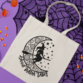 Bra Witch Vibes Modern Halloween Måne-skript Tygkasse