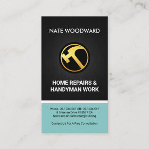 Bra Wood Grain Kreativ Hammer Icon Handyman Visitkort