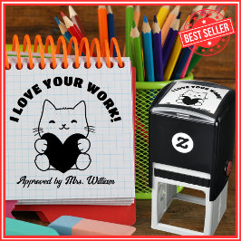 Bra Work Cat Back to school Encouragement Teacher Självfärgande Stämpel