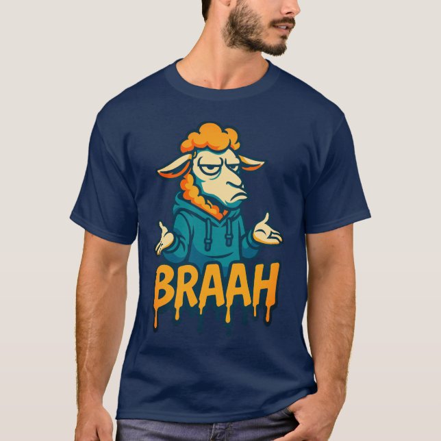BRAAH Funny Sheep Hoodie Meme T-Shirt (Framsida)