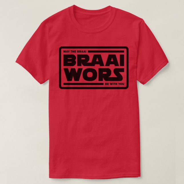 Braai Braai Wors Black T Shirt (Design framsida)
