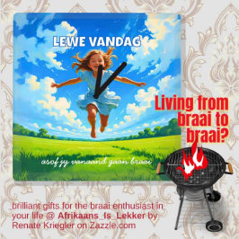 BRAAI Meme Afrikaans Saffa Expat Afrikaanse Humor Fyrkantig Klocka